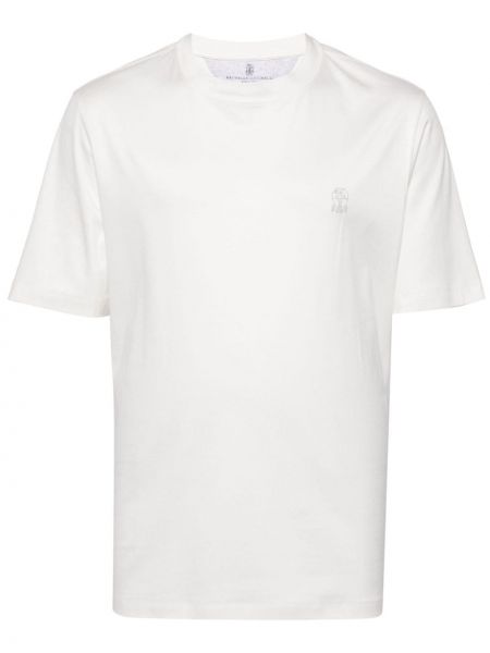 Βαμβακερή μπλούζα με σχέδιο Brunello Cucinelli λευκό