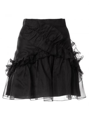 Hedvábné mini sukně s vysokým pasem na zip Macgraw - černá