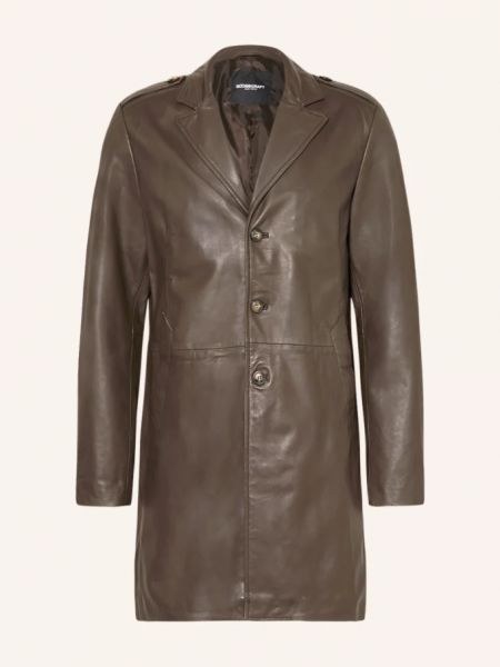 Кожаное пальто Goosecraft коричневое