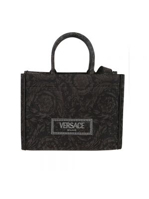 Haftowana shopperka żakardowa Versace czarna