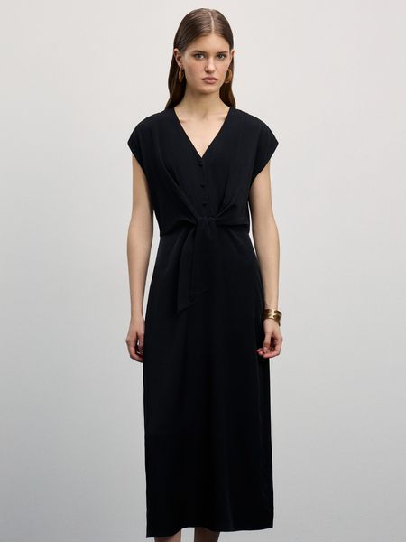 Платье миди с коротким рукавом Zarina черное