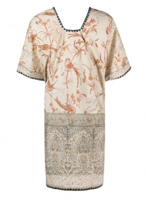Kleid mit stickerei mit print Pierre-louis Mascia beige