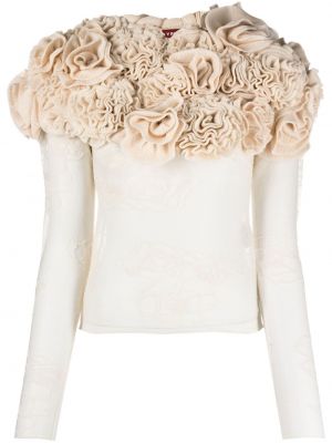 Tīkliņa džemperis ar ziediem Bimba Y Lola balts