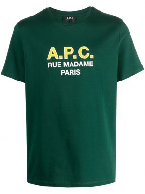 Bavlnené tričko s potlačou A.p.c. zelená
