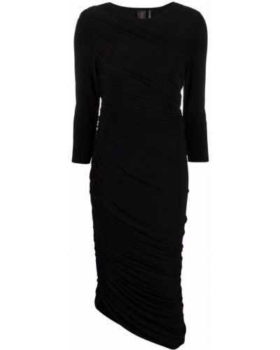 Rochie de cocktail cu croială ajustată drapată Norma Kamali negru
