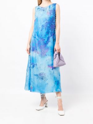 Hedvábné šaty Shiatzy Chen modré