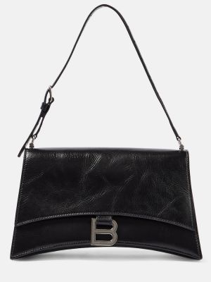 Bolsa de hombro de cuero acolchada Balenciaga negro
