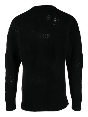 Sweter z przetarciami z okrągłym dekoltem Isabel Benenato czarny