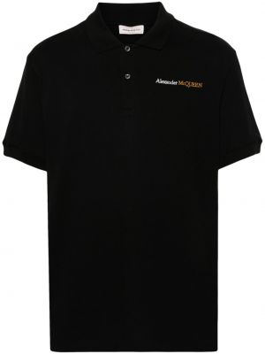 Tricou polo cu broderie din bumbac Alexander Mcqueen negru