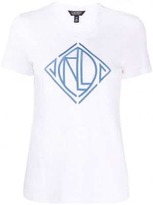Koszulka z nadrukiem Lauren Ralph Lauren biała
