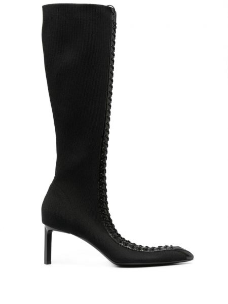 Usnjene gumijasti škornji z vezalkami s čipko Givenchy črna