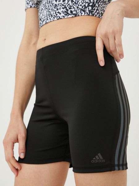 Панталон с висока талия с принт Adidas Performance черно