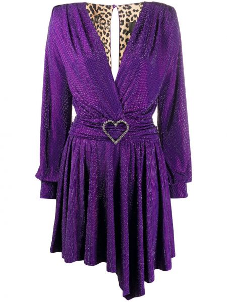 Vestido de noche con escote v Philipp Plein violeta