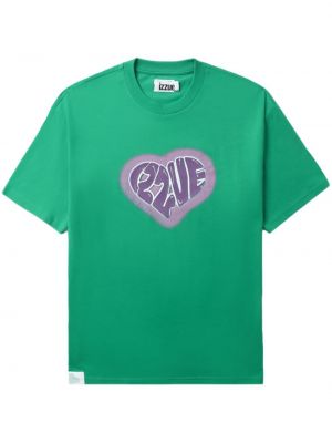 Kokvilnas t-krekls ar apdruku Izzue zaļš