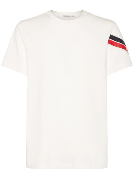 Trykt bomuld t-shirt Moncler hvid