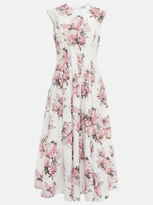 Květinové bavlněné midi šaty Emilia Wickstead - bílá