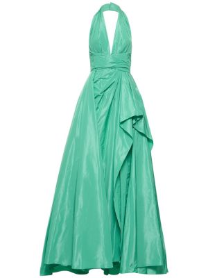 Макси рокля с v-образно деколте с драперии Zuhair Murad зелено