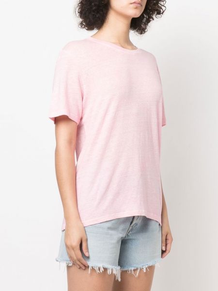Lněné tričko Rodebjer růžové
