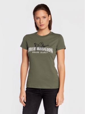 Marškinėliai slim fit True Religion žalia