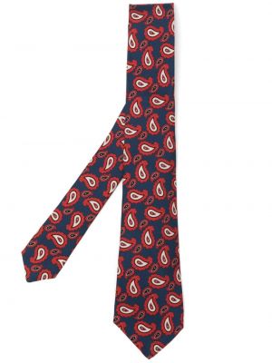Jedwabny krawat z nadrukiem z wzorem paisley Kiton niebieski