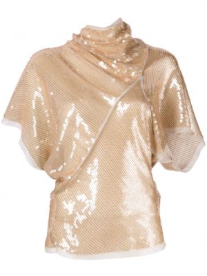 Svilena bluza z draperijo Rick Owens zlata
