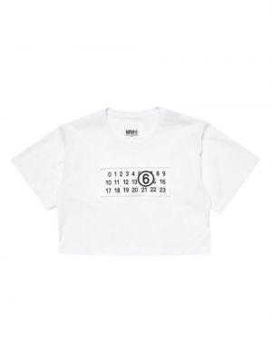 Puuvilla t-paita tytöille Mm6 Maison Margiela Kids valkoinen