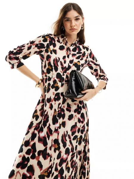 Леопардовое длинное платье с принтом Y.a.s. розовое
