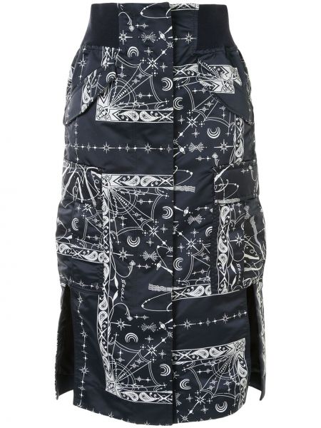 Falda de tubo ajustada con estampado con estampado abstracto Sacai azul