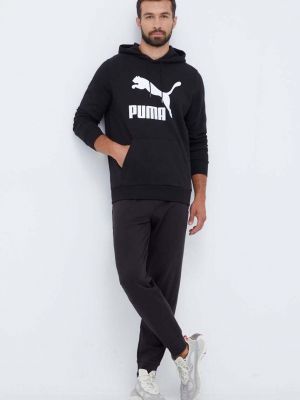 Bluza z kapturem bawełniana z nadrukiem Puma czarna