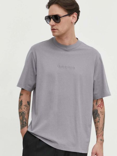 Bavlněné tričko s aplikacemi Abercrombie & Fitch šedé