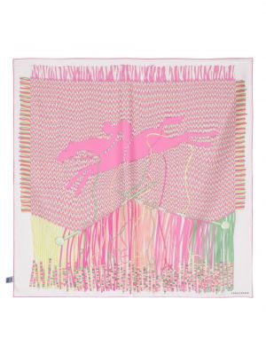 Fular de mătase cu imagine Longchamp roz