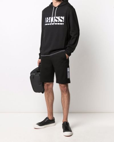 Pantalones cortos deportivos con bordado Boss negro