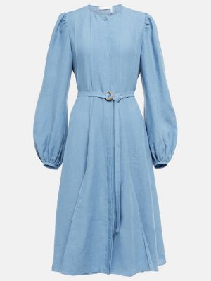 Lniana sukienka midi Chloã© niebieska