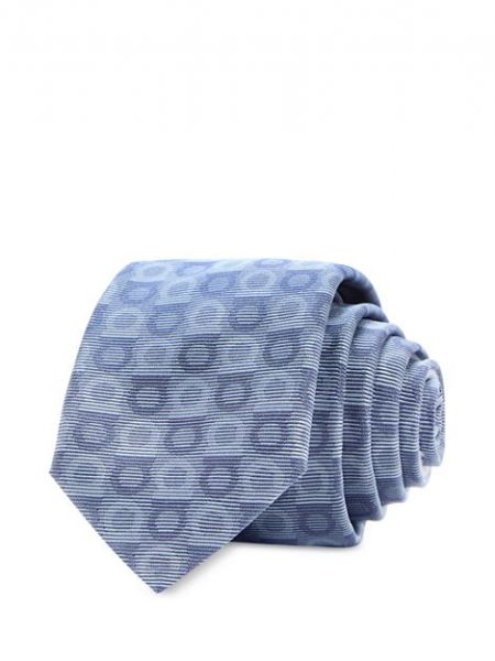 Жаккардовый шелковый галстук с принтом Ferragamo синий