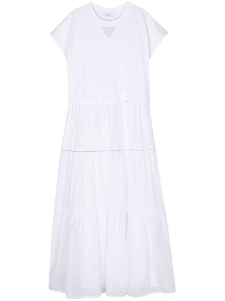 Памучна рокля с волани Peserico бяло
