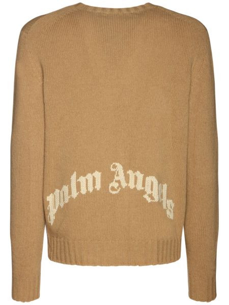 Suéter de lana de punto Palm Angels beige
