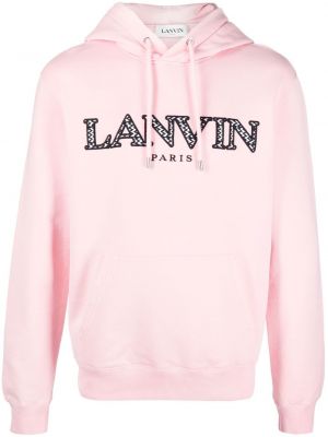 Памучен суичър с качулка бродиран Lanvin розово