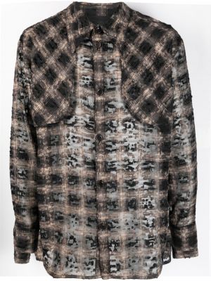 Kockovaná obnosená košeľa Andersson Bell čierna