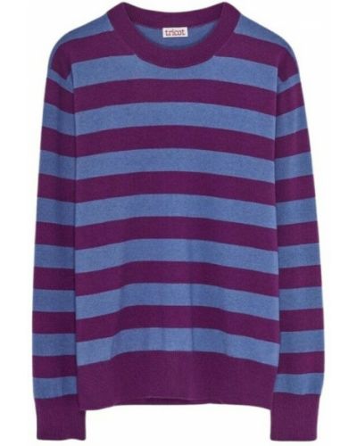 Z kaszmiru sweter w paski Tricot, fioletowy