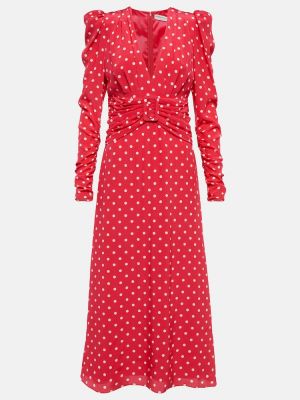 Jedwabna sukienka midi w grochy Alessandra Rich różowa