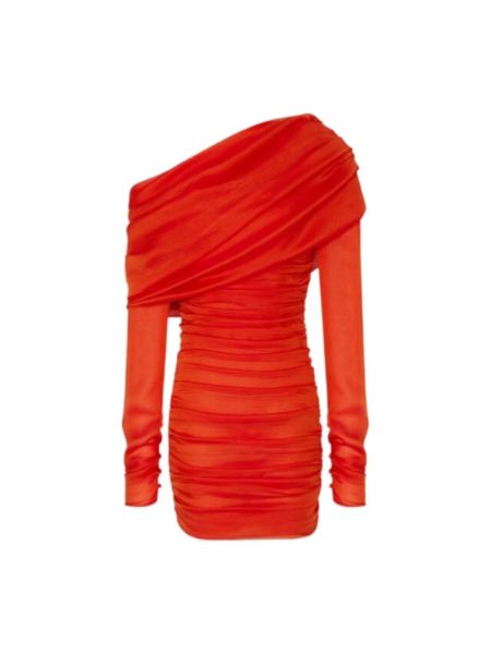 Jedwabna sukienka mini Saint Laurent czerwona