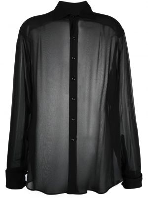Oversize копринена риза Maison Margiela черно