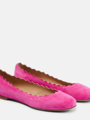 Balerini din piele de căprioară Chloã© roz