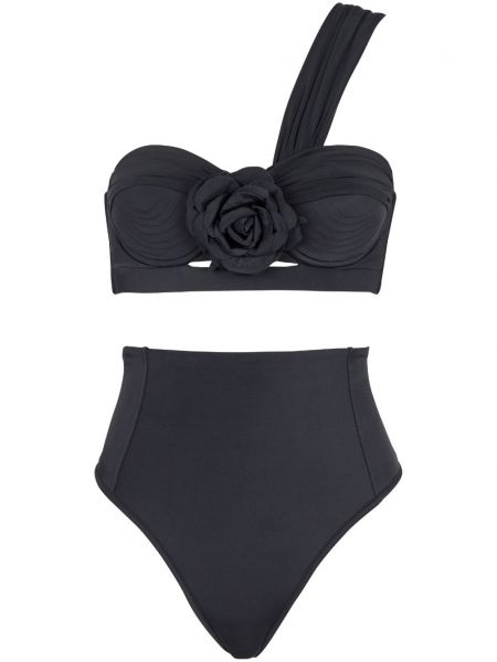Bikini s cvetličnim vzorcem Balmain črna