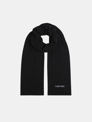 Bufanda con bordado de algodón Calvin Klein negro