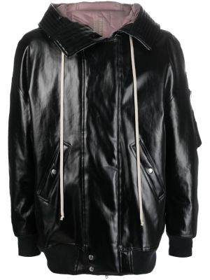 Bomber jakna s kapuljačom oversized Rick Owens crna