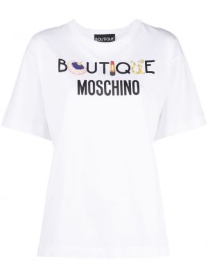 Camiseta de cuello redondo Boutique Moschino blanco