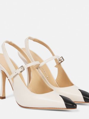 Кожени полуотворени обувки с отворена пета Alessandra Rich бяло