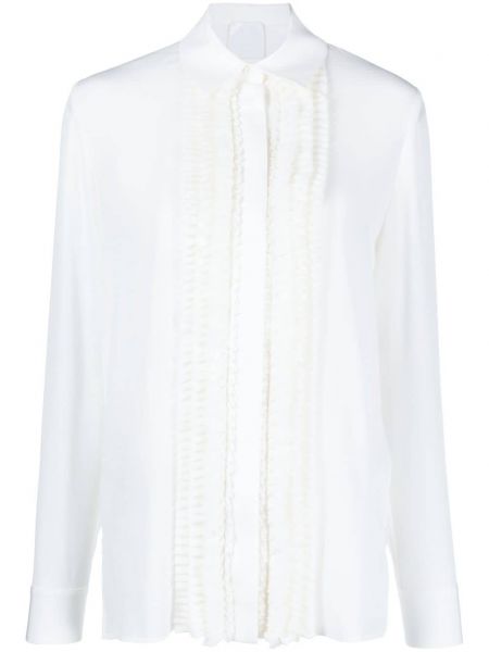 Μεταξωτό πουκάμισο με βολάν Givenchy λευκό