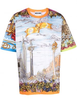 Tricou din bumbac cu imagine Moschino albastru